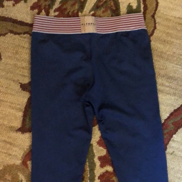 OLYMPIA ACTIVEWEAR size Medium Legging Blue Diamond Embroidered Stripe-Band USA - Picture 12 of 15